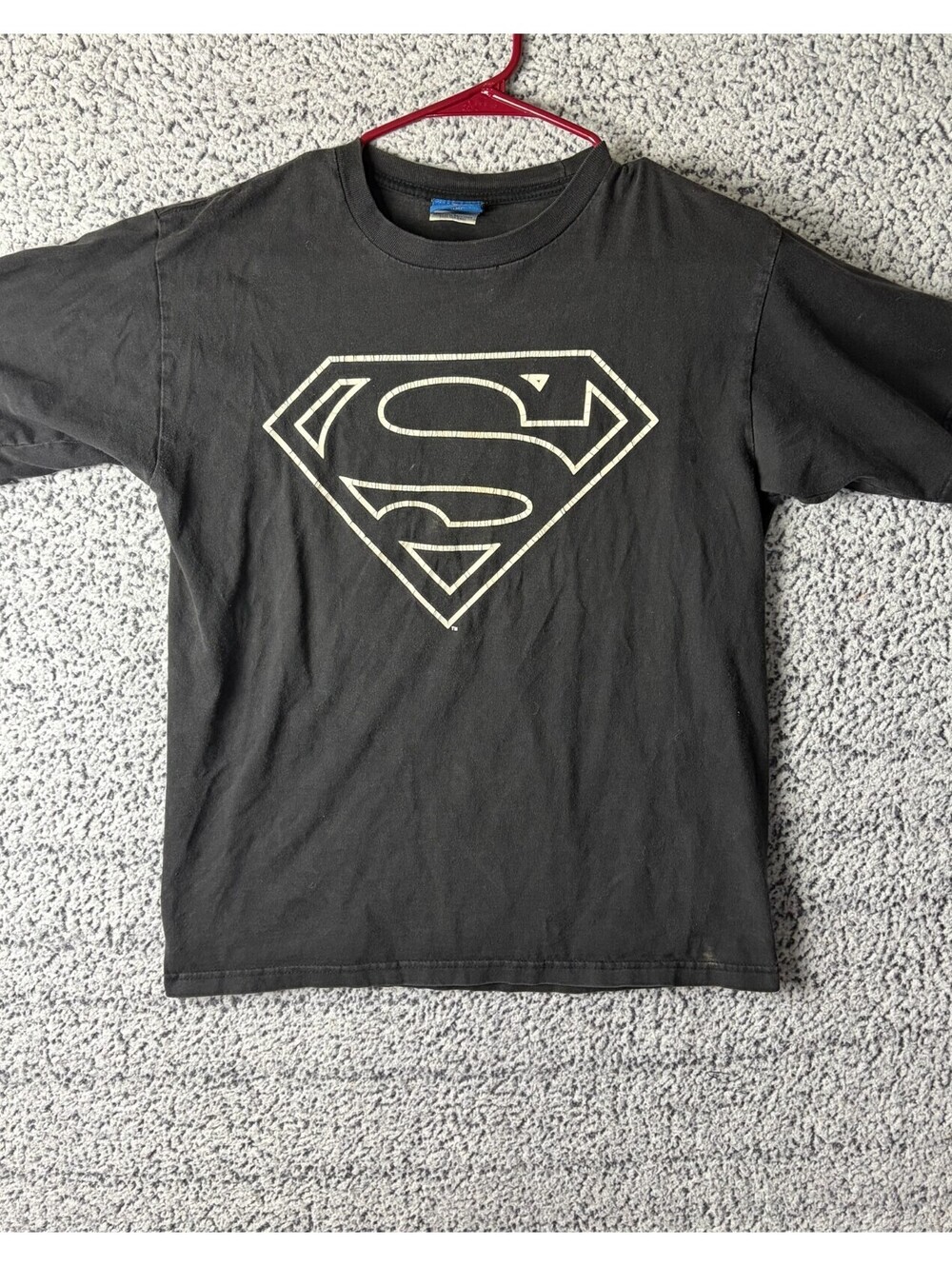 Vintage Superman T Shirt Mens M Black Distressed Logo DC Comics Graphic Tee